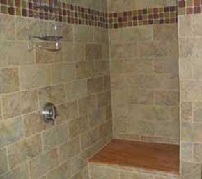 View of Acadia Memories rental vacation cottage tiled shower